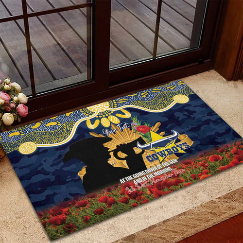 Personalised Cowboys Rugby ANZAC Day Rubber Doormat Last Post Poppy We Will Remember Them