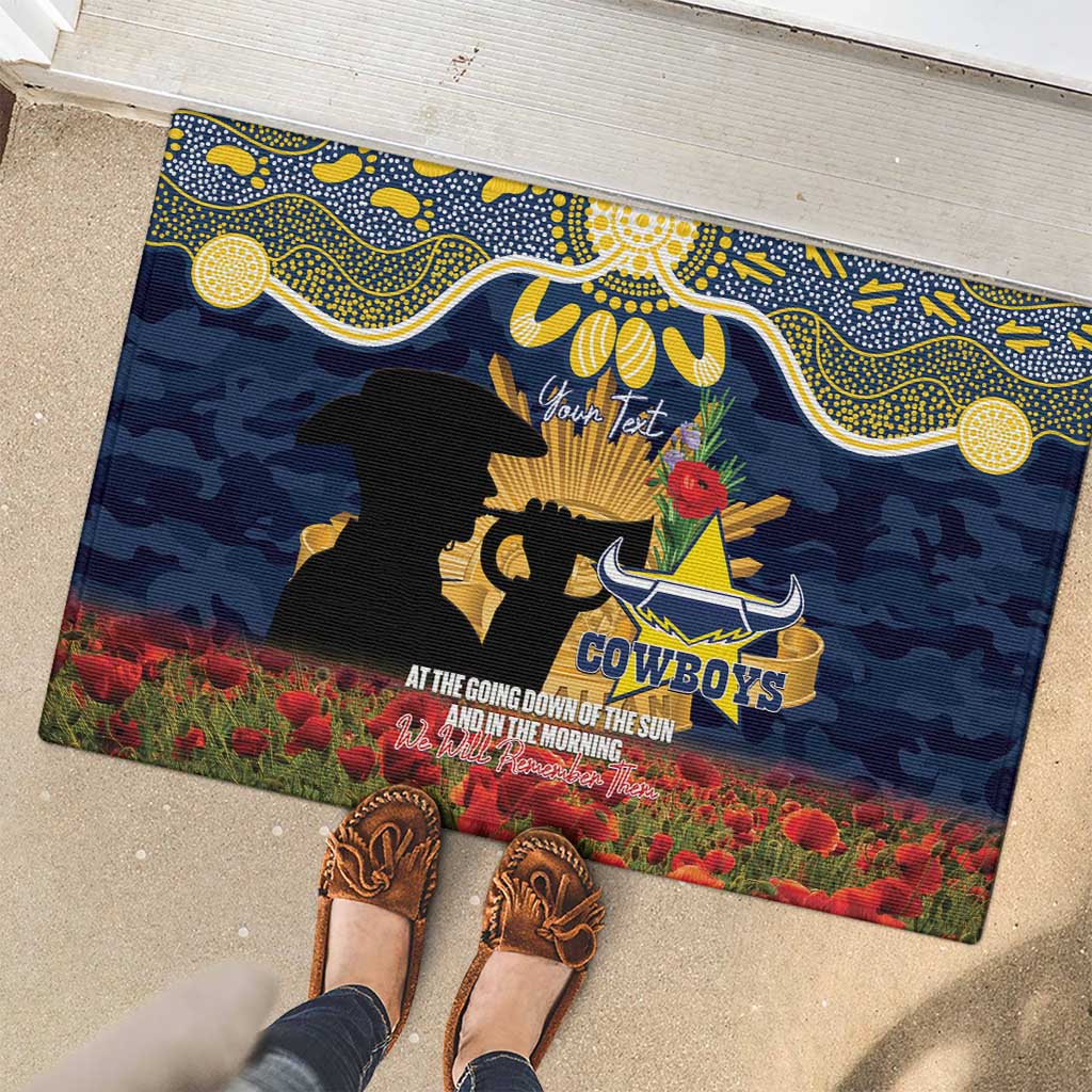 Personalised Cowboys Rugby ANZAC Day Rubber Doormat Last Post Poppy We Will Remember Them
