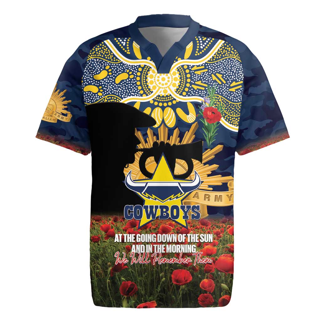 Personalised Cowboys Rugby ANZAC Day Rugby Jersey Last Post Poppy We Will Remember Them