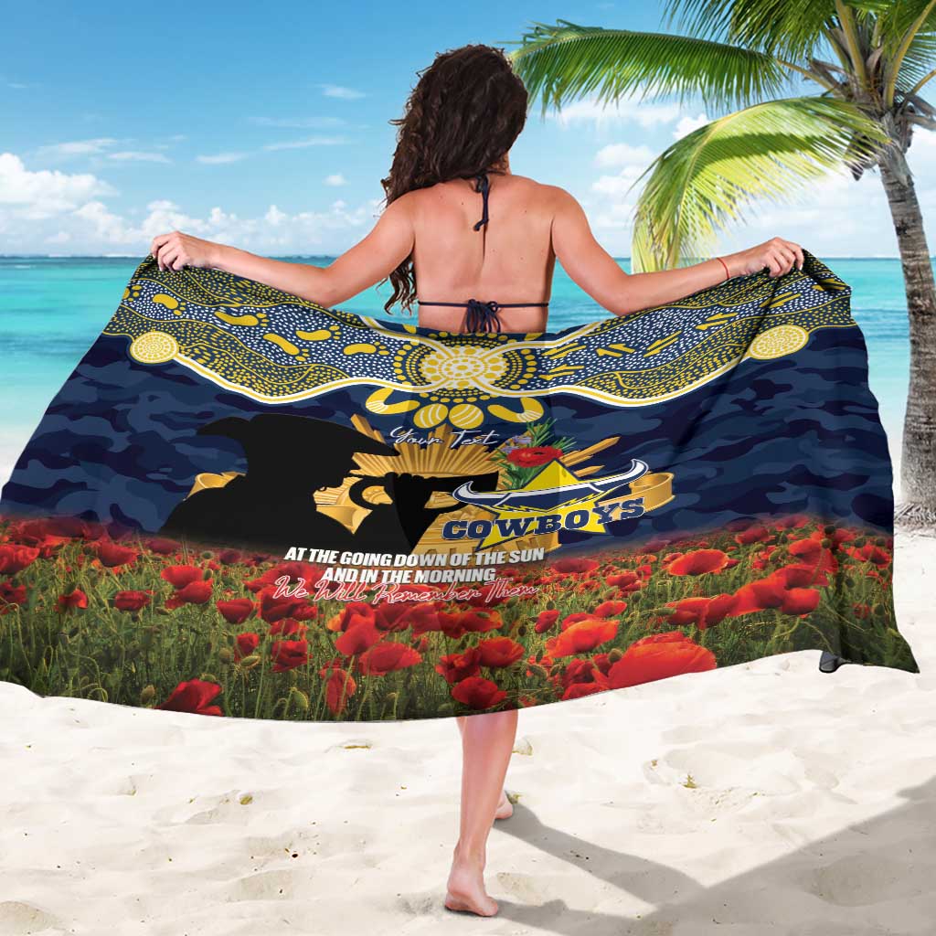 Personalised Cowboys Rugby ANZAC Day Sarong Last Post Poppy We Will Remember Them