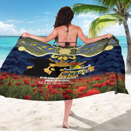 Personalised Cowboys Rugby ANZAC Day Sarong Last Post Poppy We Will Remember Them