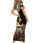 Personalised Cowboys Rugby ANZAC Day Short Sleeve Bodycon Dress Last Post Poppy We Will Remember Them