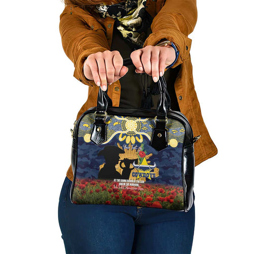 Personalised Cowboys Rugby ANZAC Day Shoulder Handbag Last Post Poppy We Will Remember Them