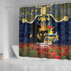 Personalised Cowboys Rugby ANZAC Day Shower Curtain Last Post Poppy We Will Remember Them