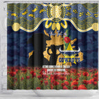 Personalised Cowboys Rugby ANZAC Day Shower Curtain Last Post Poppy We Will Remember Them