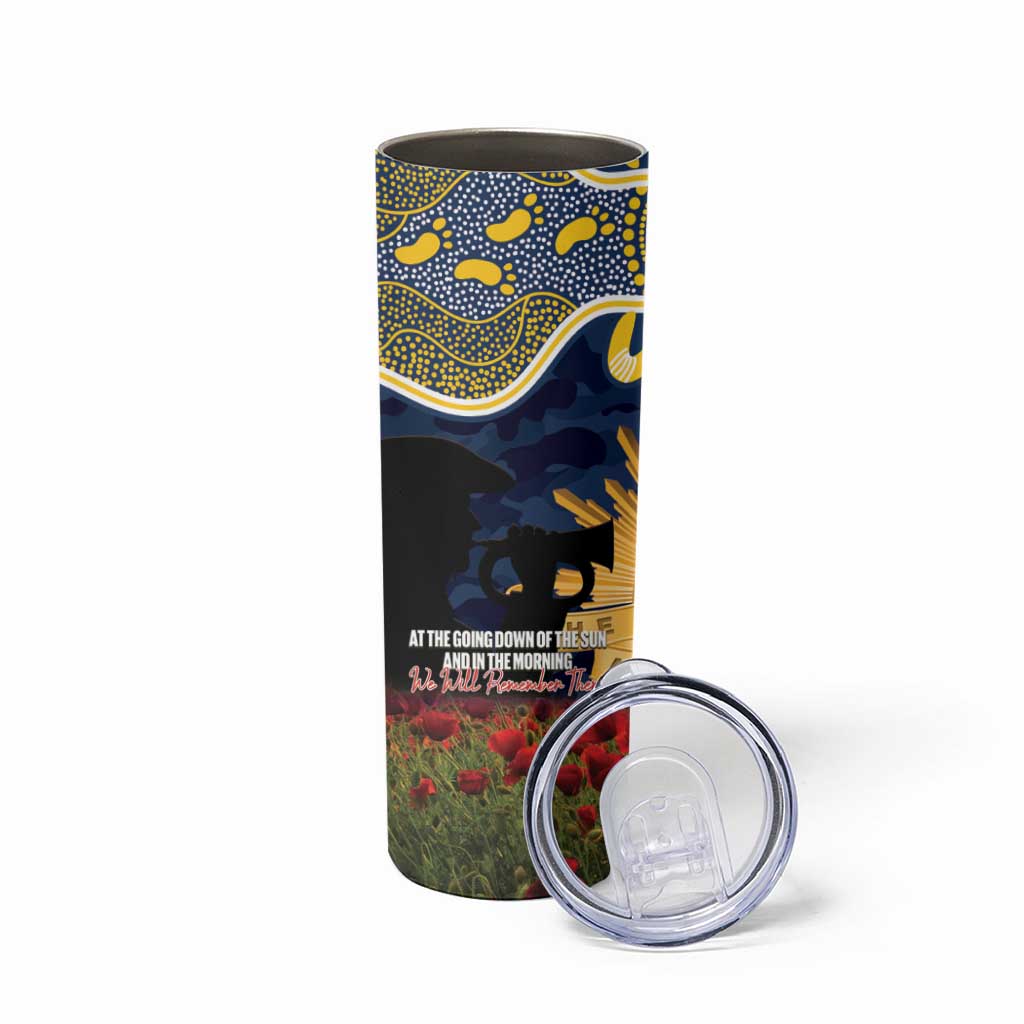 Personalised Cowboys Rugby ANZAC Day Skinny Tumbler Last Post Poppy We Will Remember Them