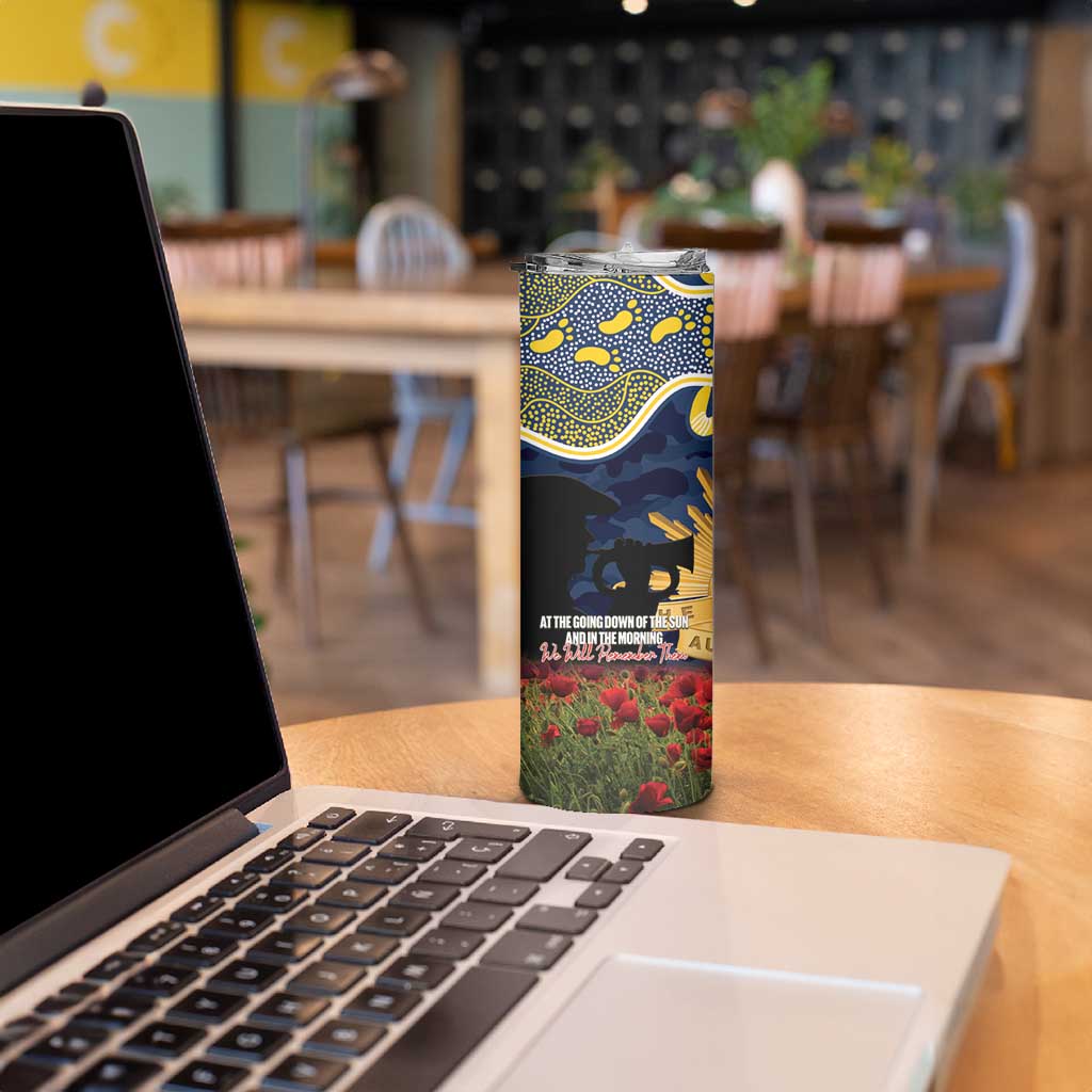 Personalised Cowboys Rugby ANZAC Day Skinny Tumbler Last Post Poppy We Will Remember Them