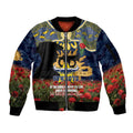 Personalised Cowboys Rugby ANZAC Day Sleeve Zip Bomber Jacket Last Post Poppy We Will Remember Them
