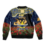 Personalised Cowboys Rugby ANZAC Day Sleeve Zip Bomber Jacket Last Post Poppy We Will Remember Them