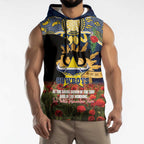 Personalised Cowboys Rugby ANZAC Day Sleeveless Hoodie Last Post Poppy We Will Remember Them
