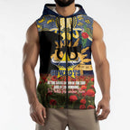 Personalised Cowboys Rugby ANZAC Day Sleeveless Zip Hoodie Last Post Poppy We Will Remember Them
