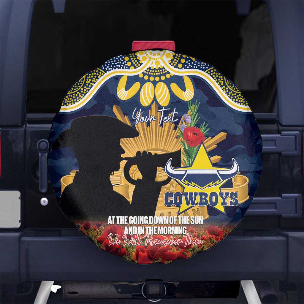 Personalised Cowboys Rugby ANZAC Day Spare Tire Cover Last Post Poppy We Will Remember Them