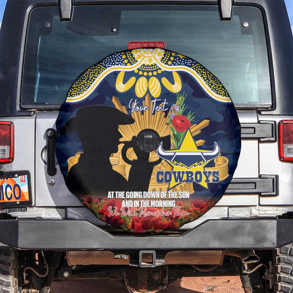 Personalised Cowboys Rugby ANZAC Day Spare Tire Cover Last Post Poppy We Will Remember Them