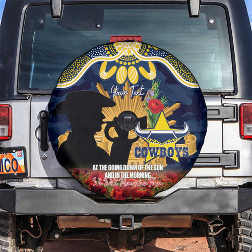 Personalised Cowboys Rugby ANZAC Day Spare Tire Cover Last Post Poppy We Will Remember Them
