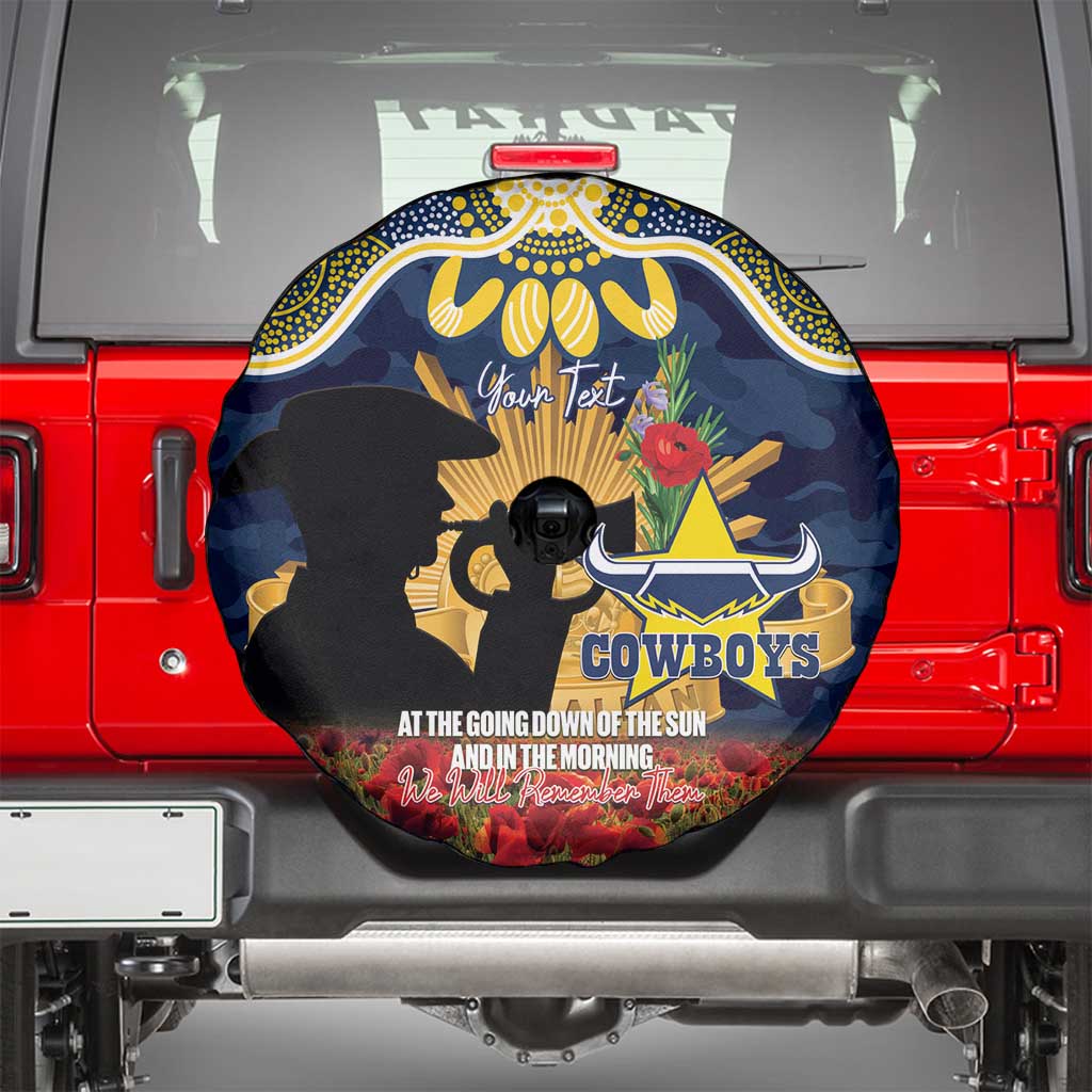 Personalised Cowboys Rugby ANZAC Day Spare Tire Cover Last Post Poppy We Will Remember Them