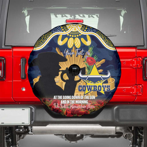 Personalised Cowboys Rugby ANZAC Day Spare Tire Cover Last Post Poppy We Will Remember Them