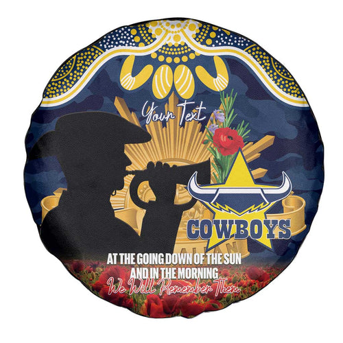 Personalised Cowboys Rugby ANZAC Day Spare Tire Cover Last Post Poppy We Will Remember Them