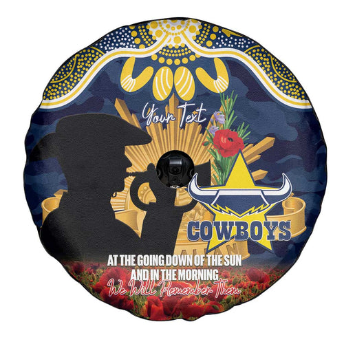 Personalised Cowboys Rugby ANZAC Day Spare Tire Cover Last Post Poppy We Will Remember Them