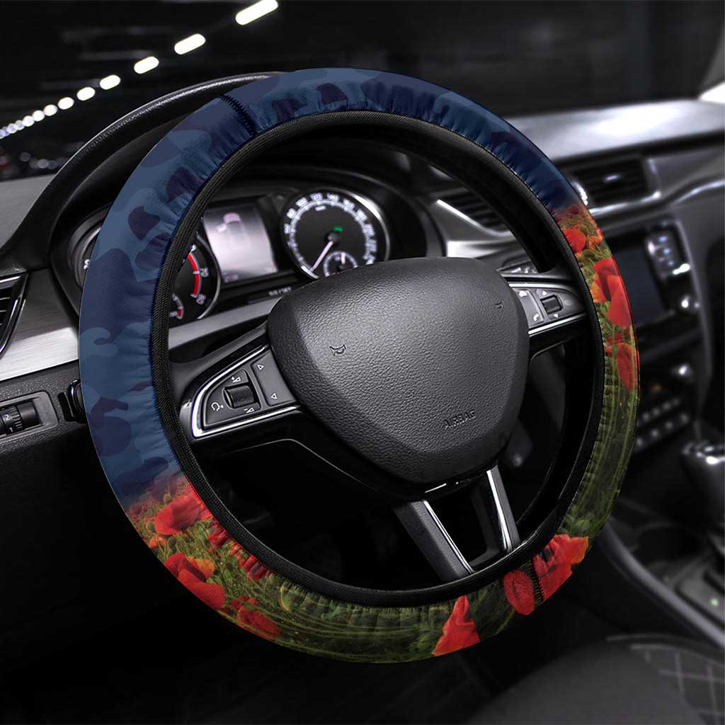 Cowboys Rugby ANZAC Day Steering Wheel Cover Last Post Poppy We Will Remember Them