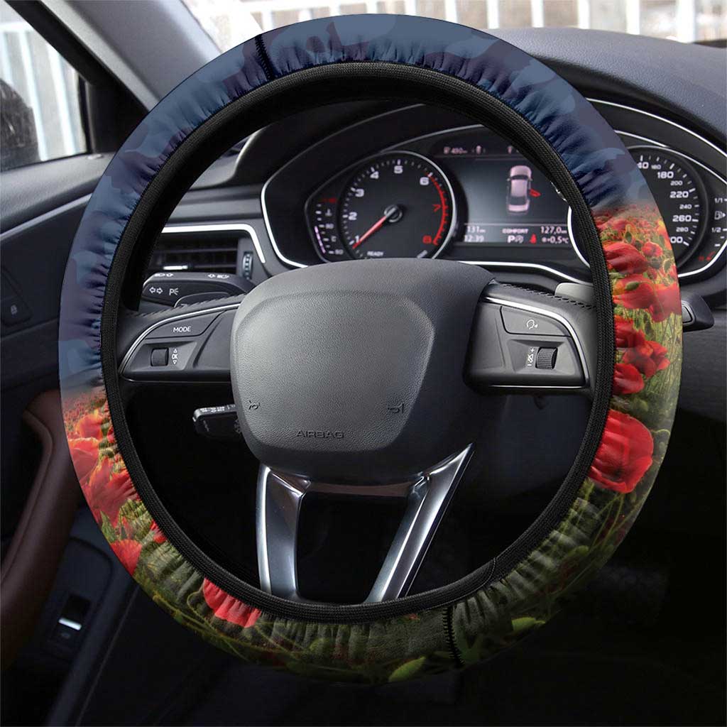 Cowboys Rugby ANZAC Day Steering Wheel Cover Last Post Poppy We Will Remember Them