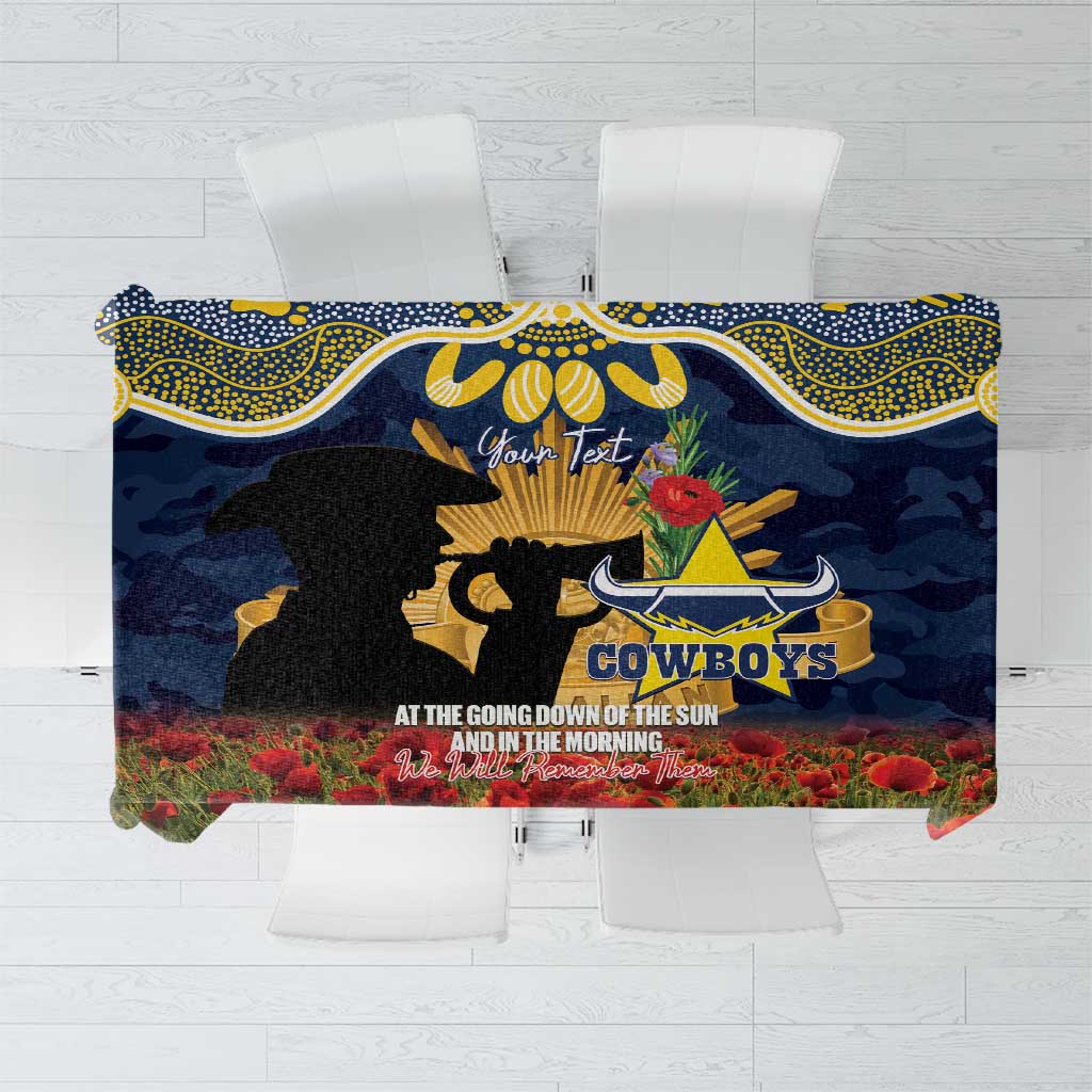 Personalised Cowboys Rugby ANZAC Day Tablecloth Last Post Poppy We Will Remember Them