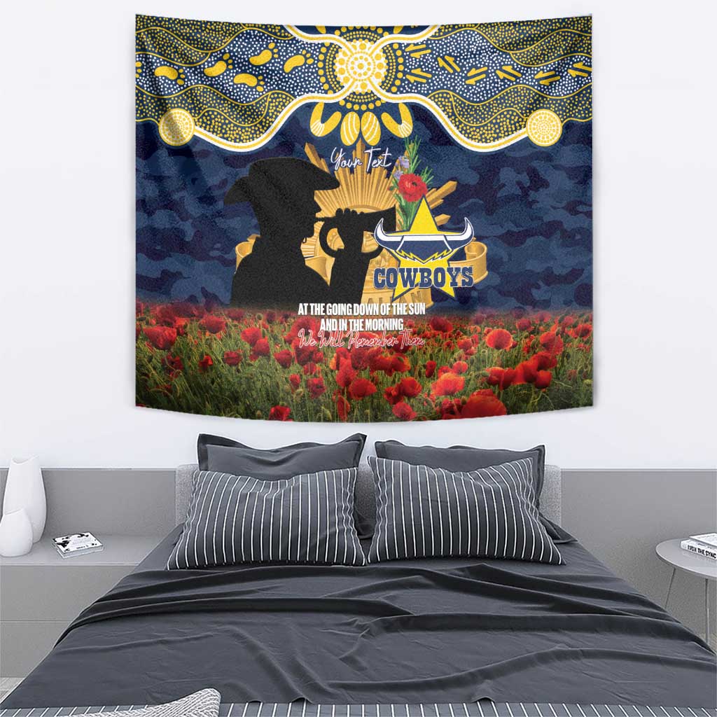 Personalised Cowboys Rugby ANZAC Day Tapestry Last Post Poppy We Will Remember Them