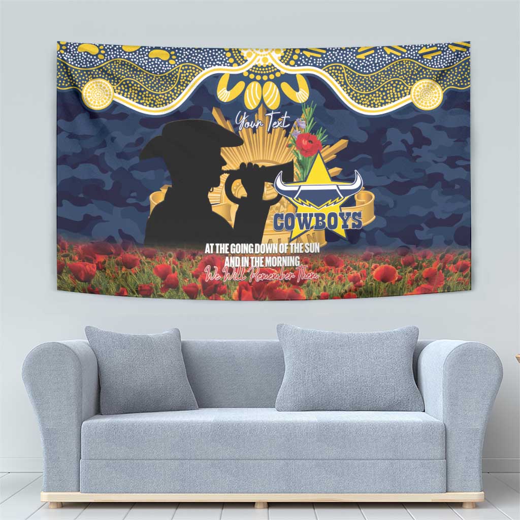 Personalised Cowboys Rugby ANZAC Day Tapestry Last Post Poppy We Will Remember Them