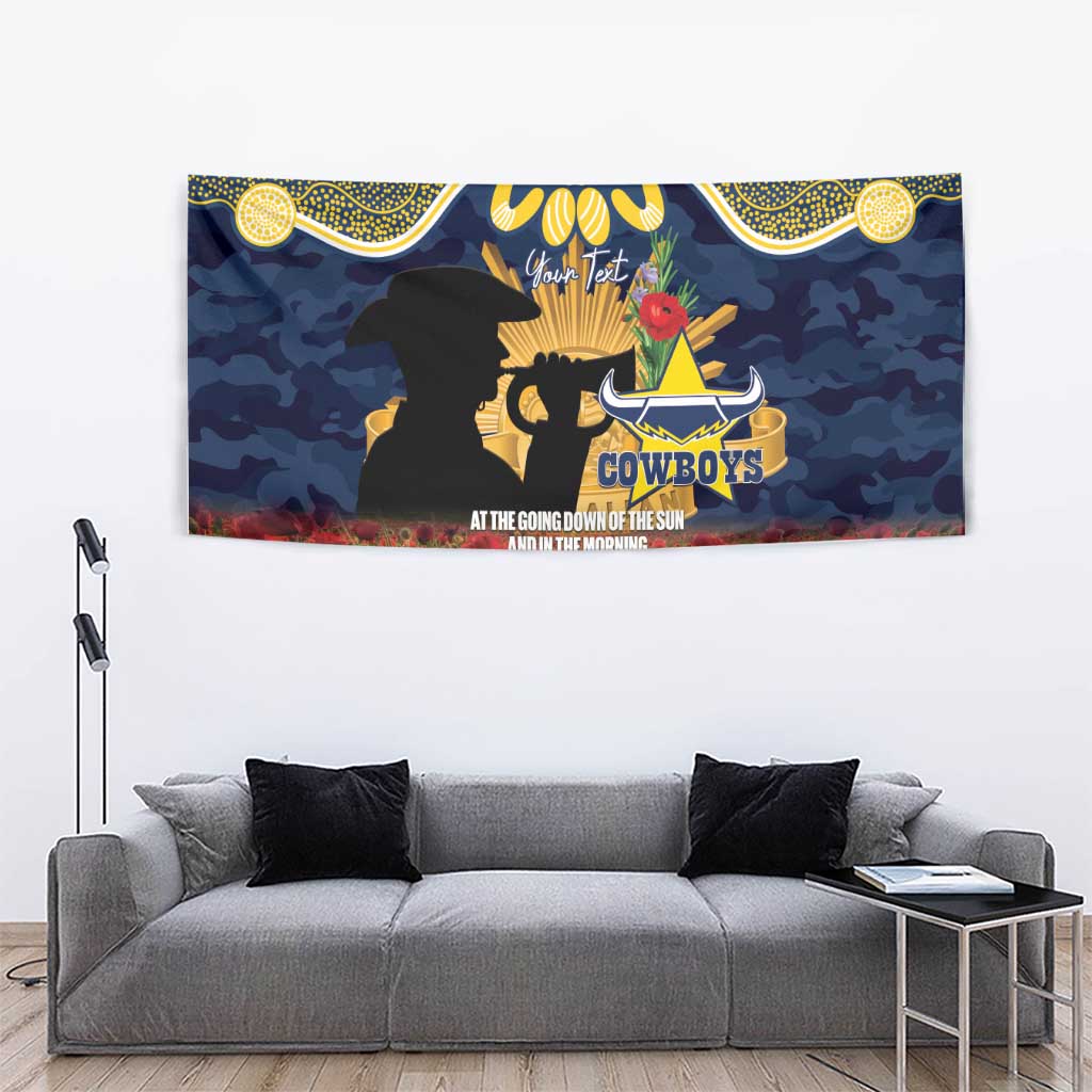 Personalised Cowboys Rugby ANZAC Day Tapestry Last Post Poppy We Will Remember Them