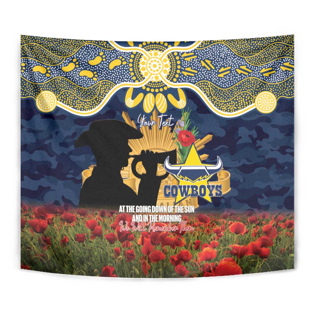 Personalised Cowboys Rugby ANZAC Day Tapestry Last Post Poppy We Will Remember Them