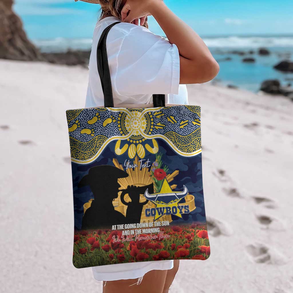 Personalised Cowboys Rugby ANZAC Day Tote Bag Last Post Poppy We Will Remember Them