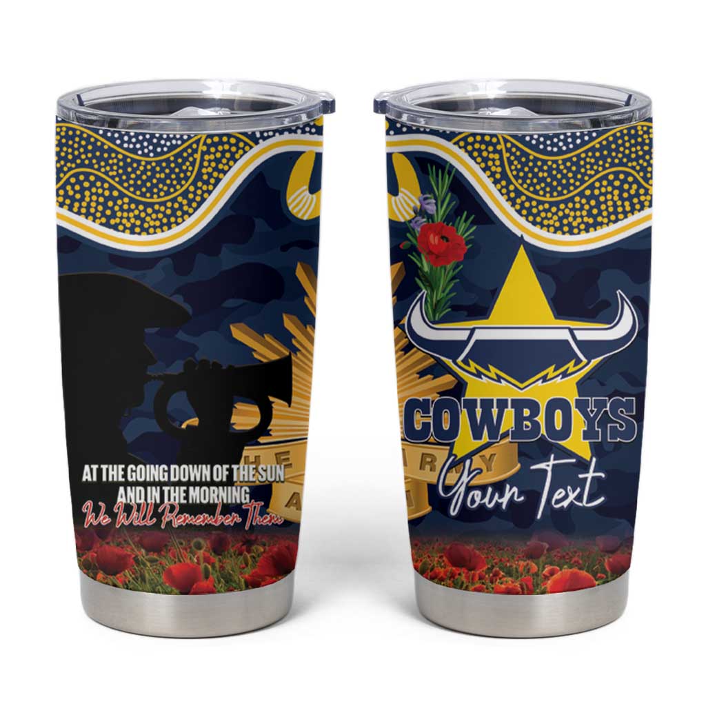 Personalised Cowboys Rugby ANZAC Day Tumbler Cup Last Post Poppy We Will Remember Them