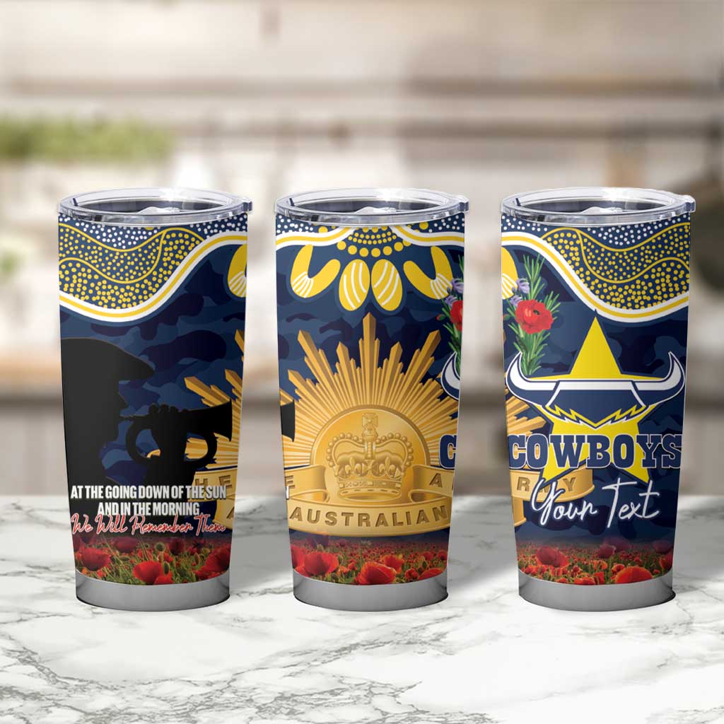 Personalised Cowboys Rugby ANZAC Day Tumbler Cup Last Post Poppy We Will Remember Them