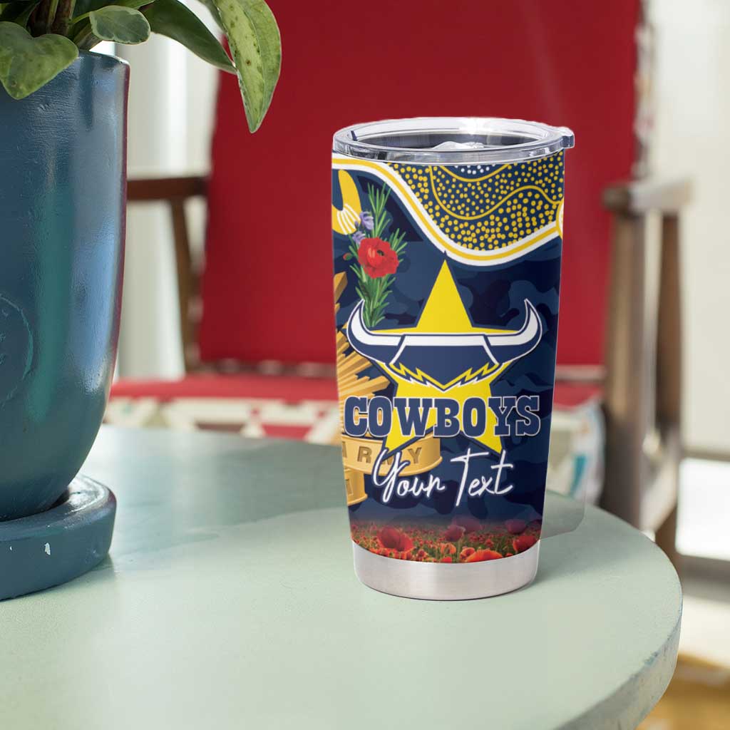 Personalised Cowboys Rugby ANZAC Day Tumbler Cup Last Post Poppy We Will Remember Them