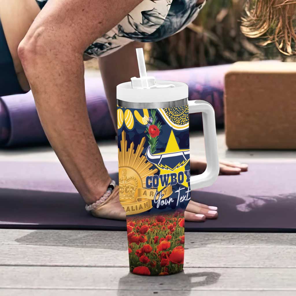 Personalised Cowboys Rugby ANZAC Day Tumbler With Handle Last Post Poppy We Will Remember Them