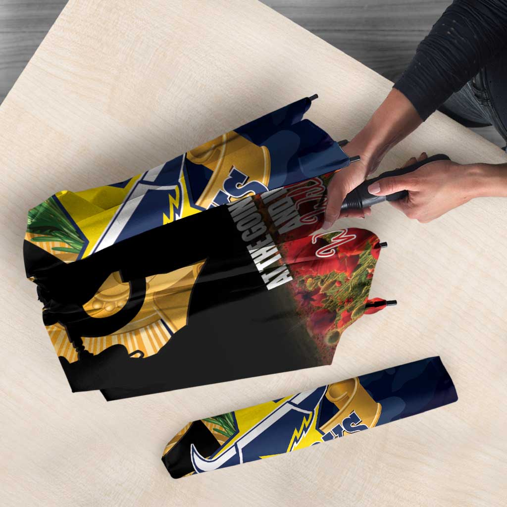 Personalised Cowboys Rugby ANZAC Day Umbrella Last Post Poppy We Will Remember Them
