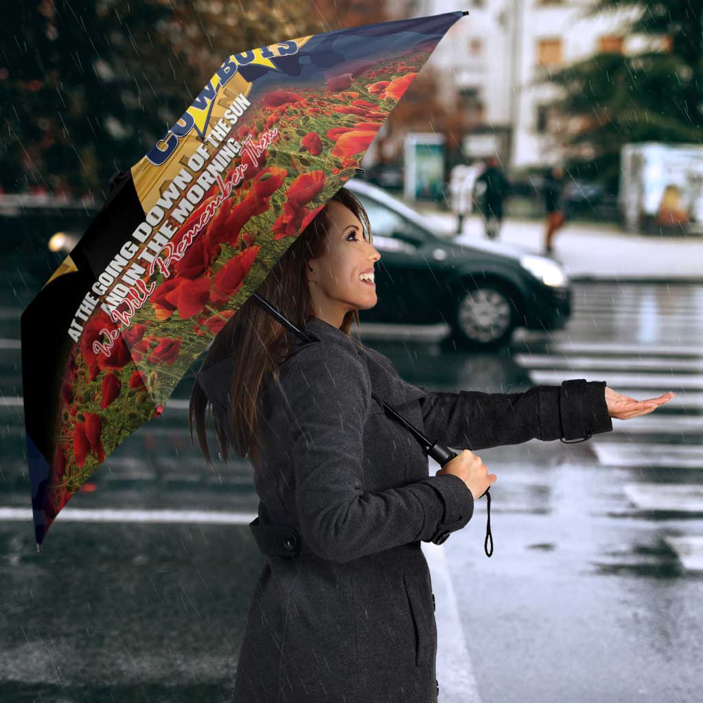 Personalised Cowboys Rugby ANZAC Day Umbrella Last Post Poppy We Will Remember Them