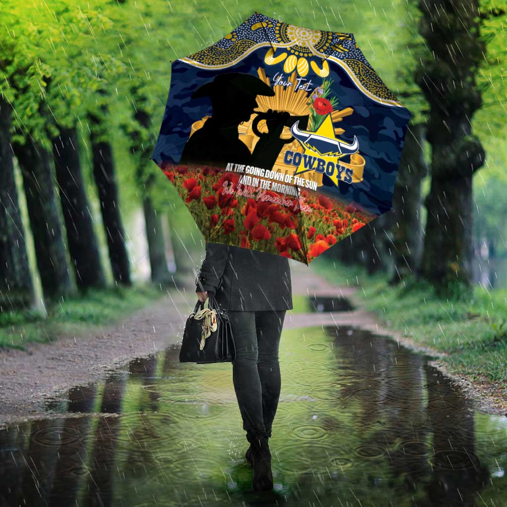 Personalised Cowboys Rugby ANZAC Day Umbrella Last Post Poppy We Will Remember Them