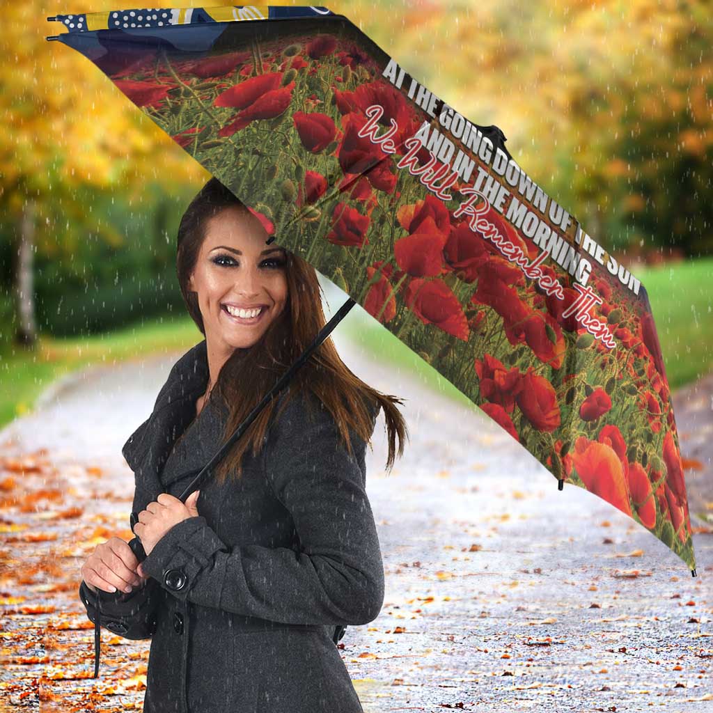 Personalised Cowboys Rugby ANZAC Day Umbrella Last Post Poppy We Will Remember Them