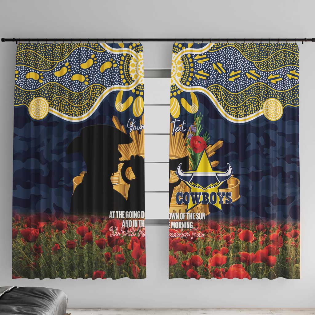 Personalised Cowboys Rugby ANZAC Day Window Curtain Last Post Poppy We Will Remember Them