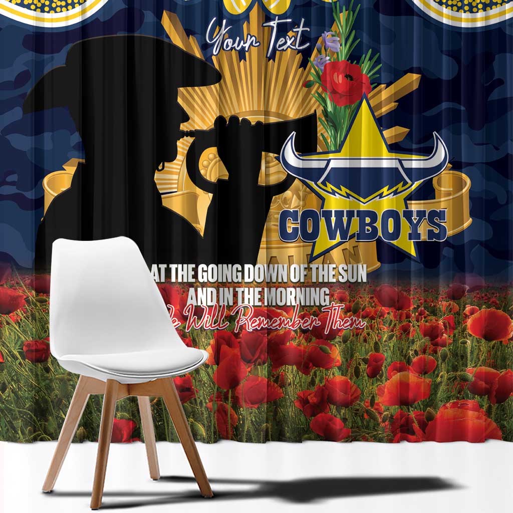 Personalised Cowboys Rugby ANZAC Day Window Curtain Last Post Poppy We Will Remember Them