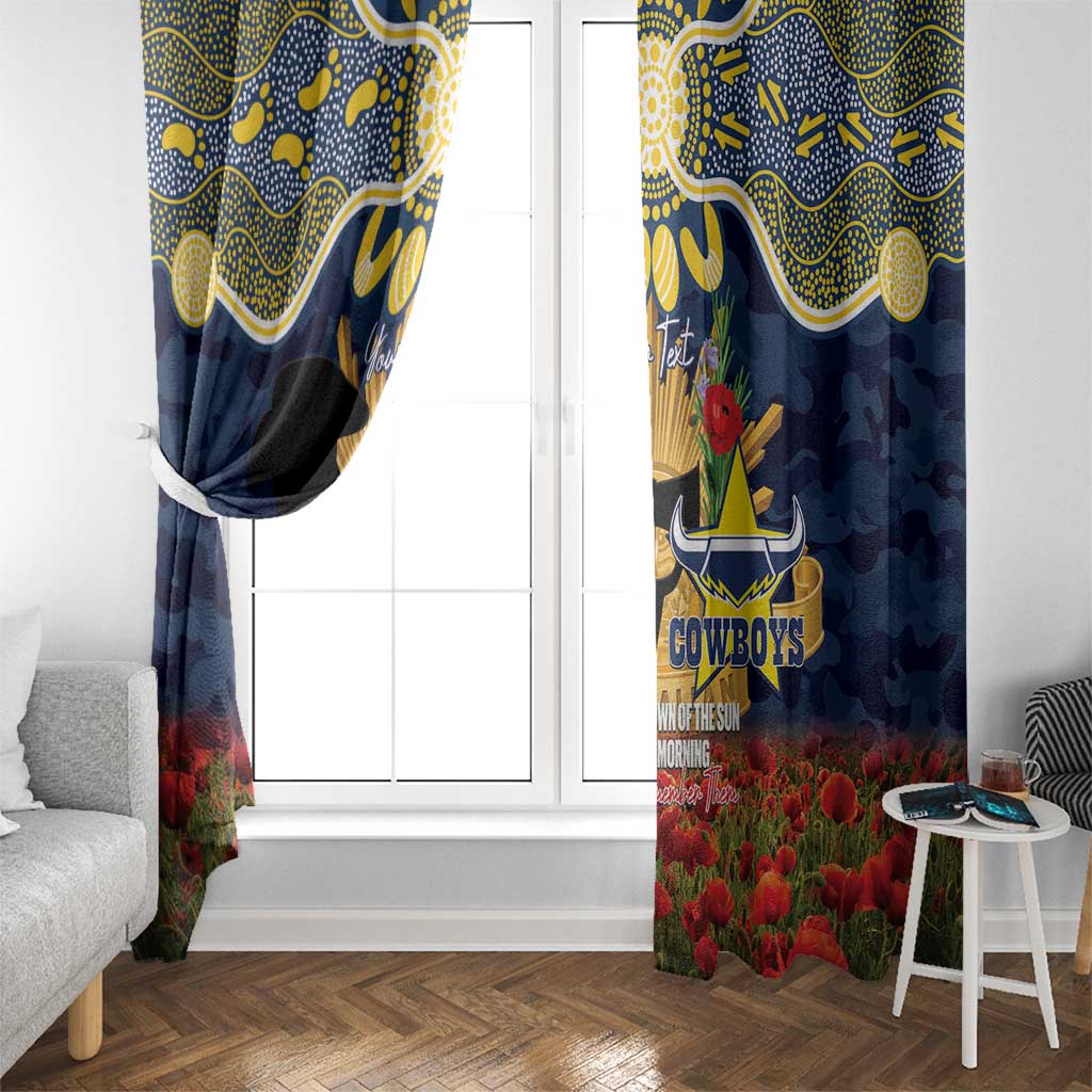 Personalised Cowboys Rugby ANZAC Day Window Curtain Last Post Poppy We Will Remember Them