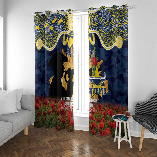 Personalised Cowboys Rugby ANZAC Day Window Curtain Last Post Poppy We Will Remember Them