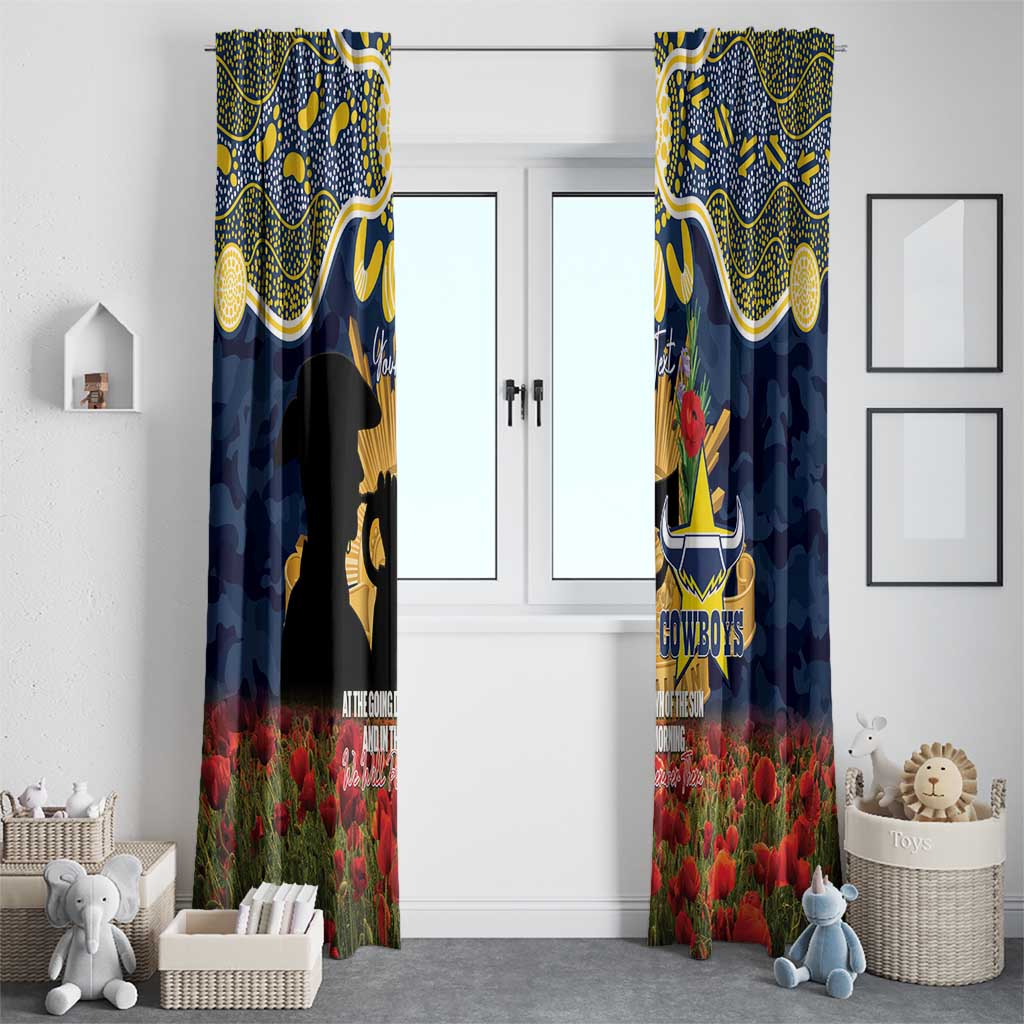 Personalised Cowboys Rugby ANZAC Day Window Curtain Last Post Poppy We Will Remember Them