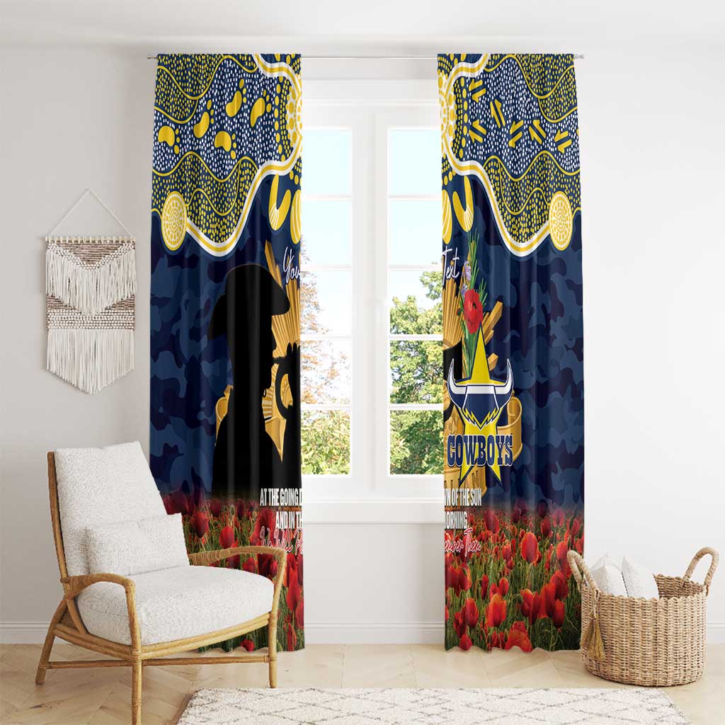 Personalised Cowboys Rugby ANZAC Day Window Curtain Last Post Poppy We Will Remember Them