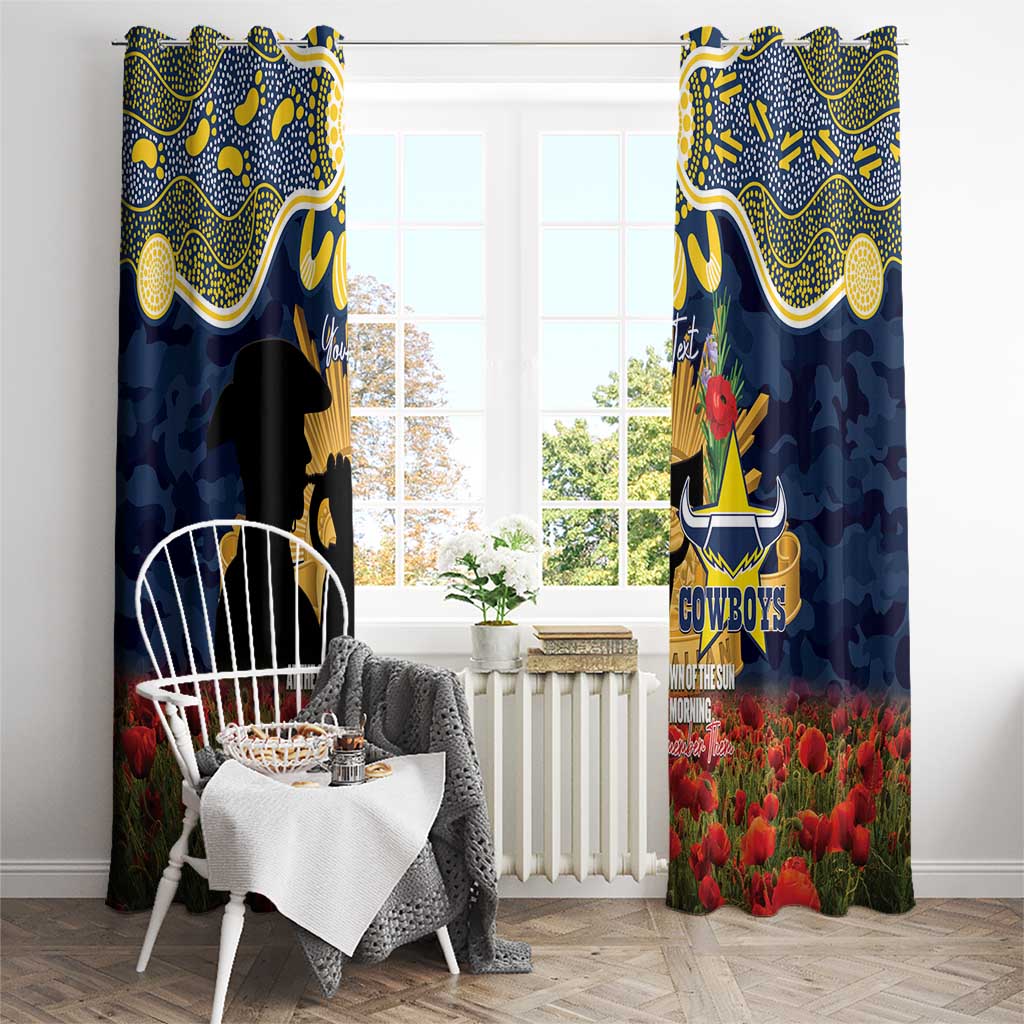 Personalised Cowboys Rugby ANZAC Day Window Curtain Last Post Poppy We Will Remember Them