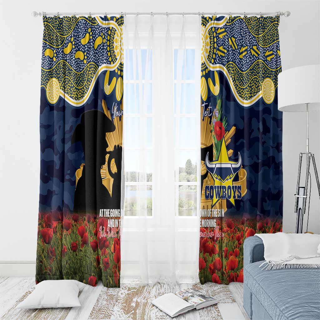 Personalised Cowboys Rugby ANZAC Day Window Curtain Last Post Poppy We Will Remember Them