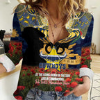Personalised Cowboys Rugby ANZAC Day Women Casual Shirt Last Post Poppy We Will Remember Them
