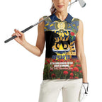 Personalised Cowboys Rugby ANZAC Day Women Sleeveless Polo Shirt Last Post Poppy We Will Remember Them