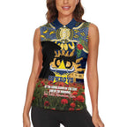 Personalised Cowboys Rugby ANZAC Day Women Sleeveless Polo Shirt Last Post Poppy We Will Remember Them