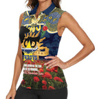 Personalised Cowboys Rugby ANZAC Day Women Sleeveless Polo Shirt Last Post Poppy We Will Remember Them
